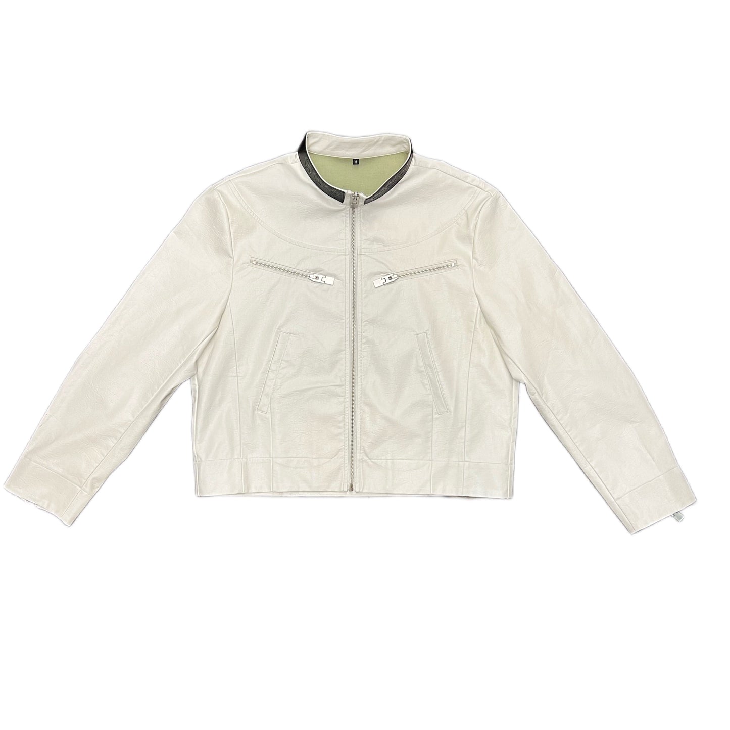 QAOS® Leather Jacket in White – ©QUIROZ