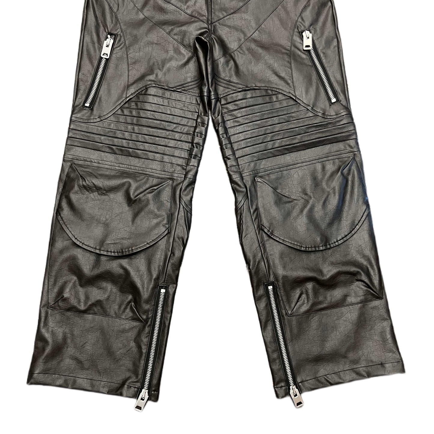 Pantalones de cuero QAOS® en negro